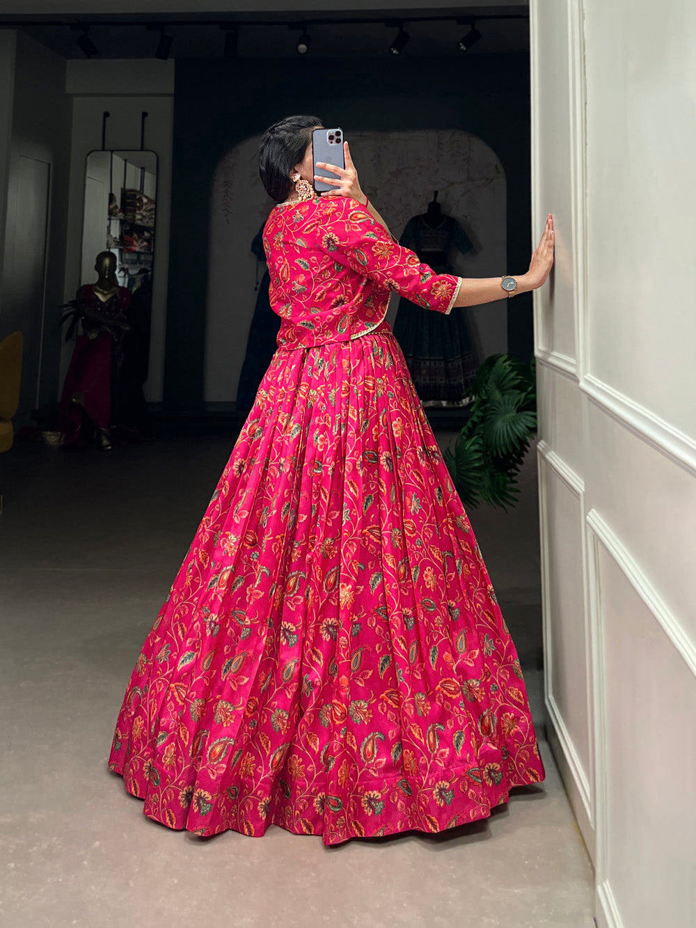 Pink Color Floral Print With Gota Patti Touch up Tussar Silk Two piece Chaniya Choli