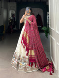 Temple Design Sequins And Thread Embroidery Work Khadi Cotton Chaniya Choli