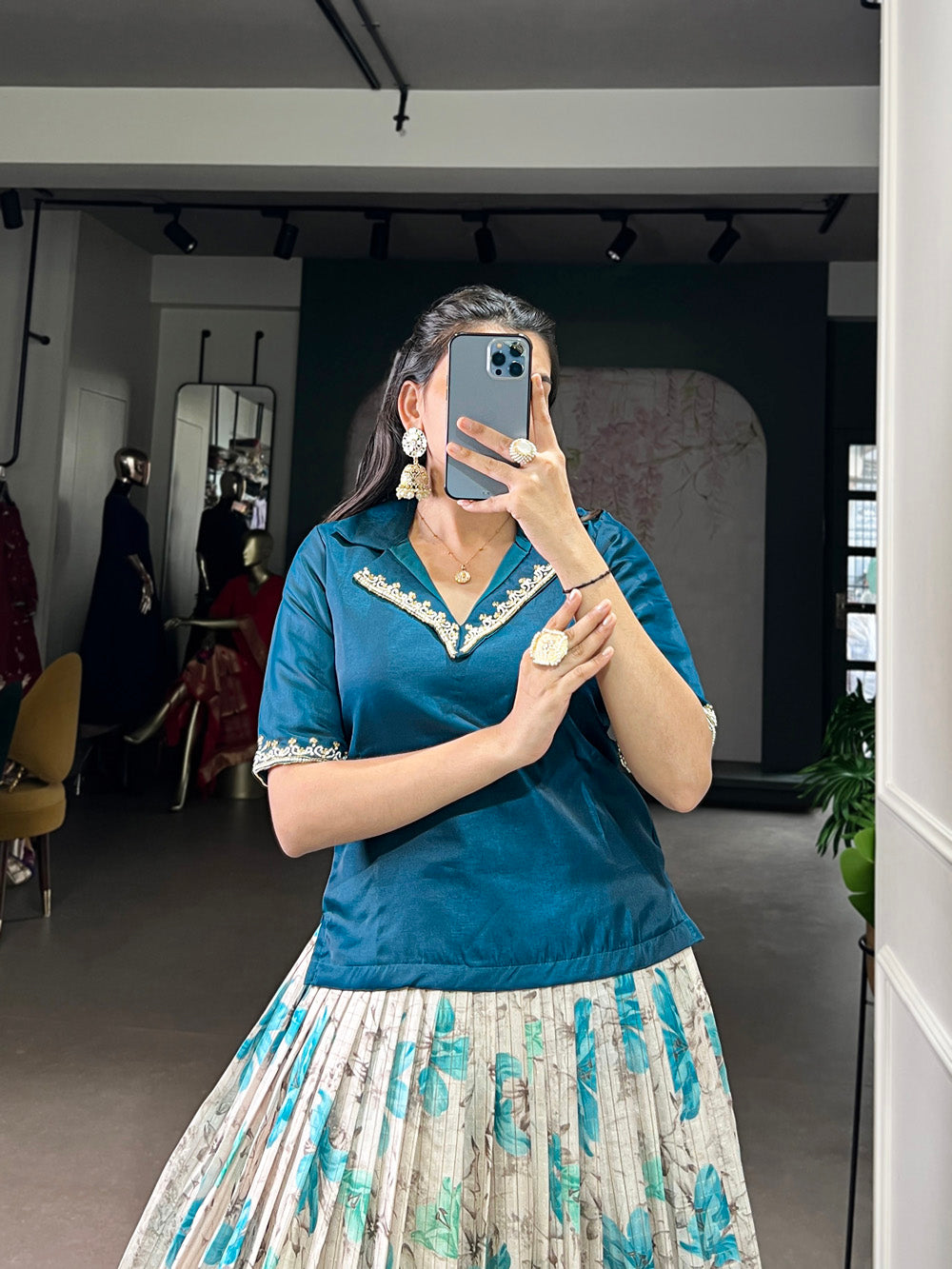 Festive teal co-ord set for women