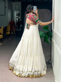 White Color Embossed Design Chaniya Choli