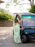 Lightweight marbal saree with lace work