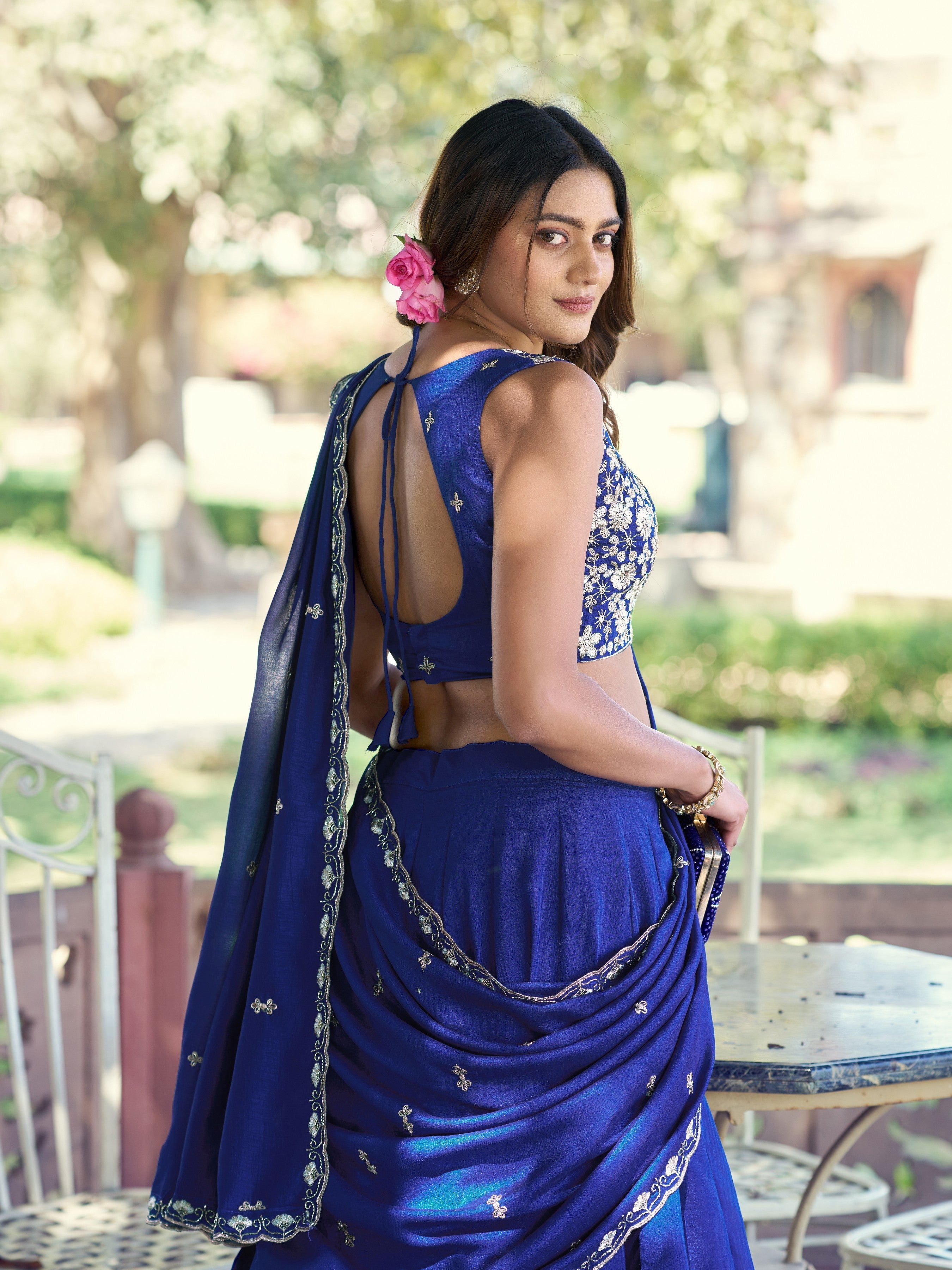 Royal Blue Color Kashmiri Chaniya Choli