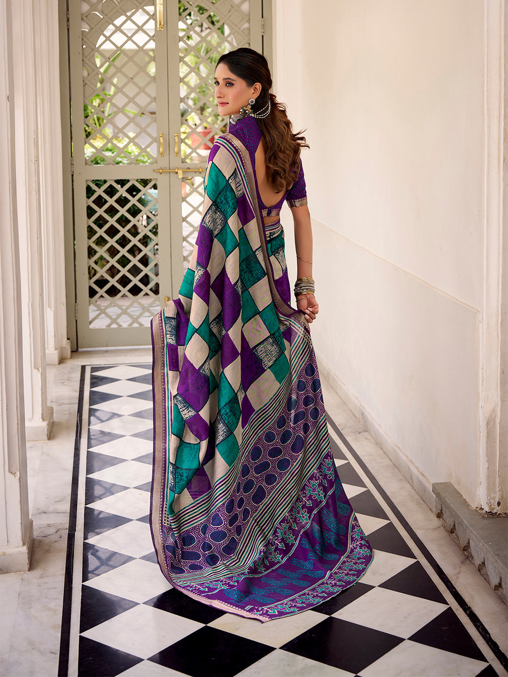 Viscose chanderi saree with unstitched blouse