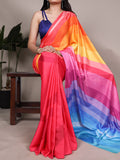 Multi Color Printed Satin Silk Saree