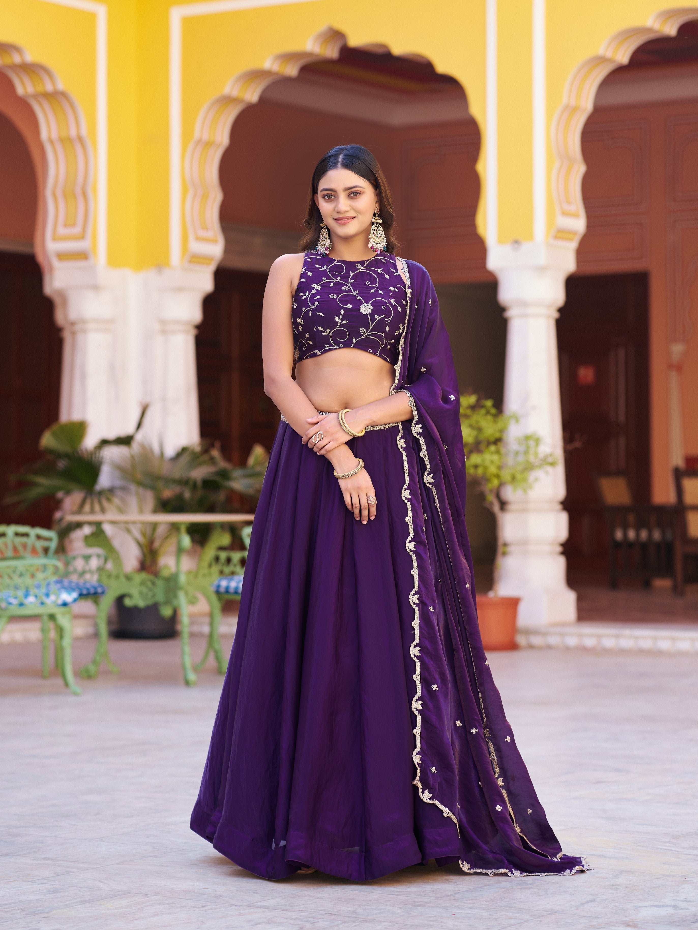 Wedding Wear Embroidery Fendi Chaniya Choli