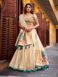 Bottle Green Color Zari Weaving Work Shimmer Lehenga Choli