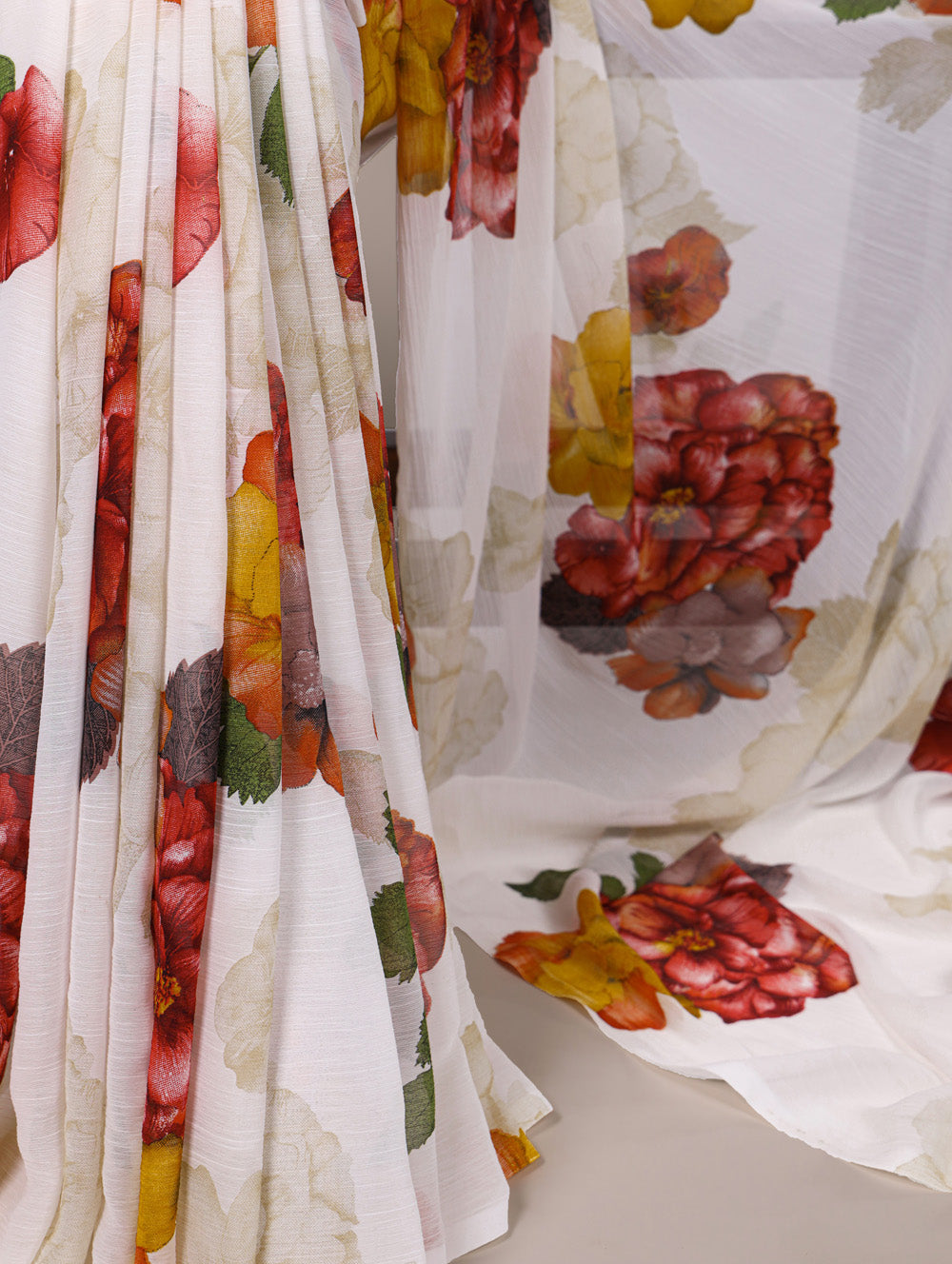 Chiffon saree with mustard blouse