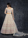 White Color Silk Diamond and Sequins Embroidered Lehenga