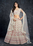 White Color Silk Diamond and Sequins Embroidered Lehenga