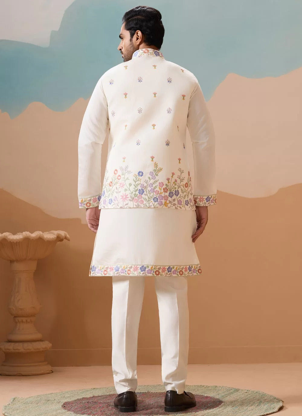 White Koti Kurta Pajama for Men