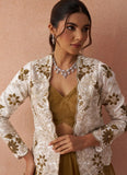 Luxury White Tissue Indo Western Co-Ord Set with Embroidered Silk Jacket