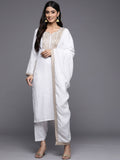 White Pashmina Ethnic Wear Salwar Suit Set for Women