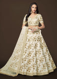 White Silk Zari sequins Embroidered Lehenga For Women Party wear