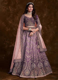 Wine Art Silk Lehenga Choli with Intricate Thread, Zari & Sequin Work