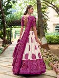 Wine Color Bandhej Printed Tussar Silk Lehenga Choli