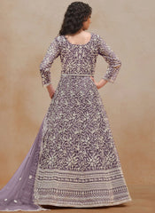 Wine Embroidered Anarkali Suit for Wedding & Festive Wear