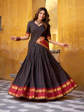 Black Color Zari Weaving Work Chanderi Lehenga Choli
