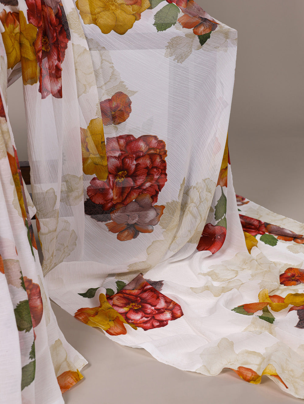 White saree with lace border