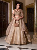 Gold crush lehenga with sequins embroidered blouse
