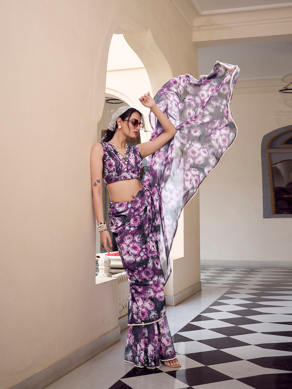 Floral printed saree for women