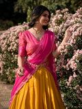 Mustard Kanchipuram unstitched blouse fabric