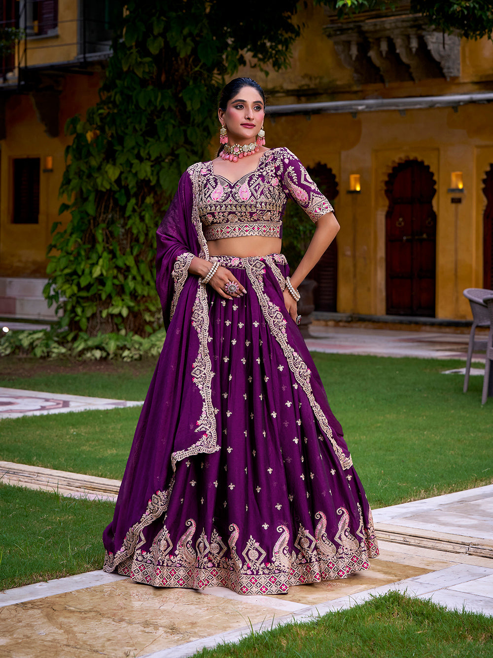 Purple Rangoli Crush Lehenga with Sequins Embroidery