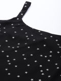 Women's Black Crepe Printed Tunic Top