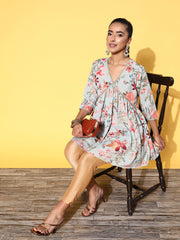 Women's Mint Green Crepe Printed Tunic