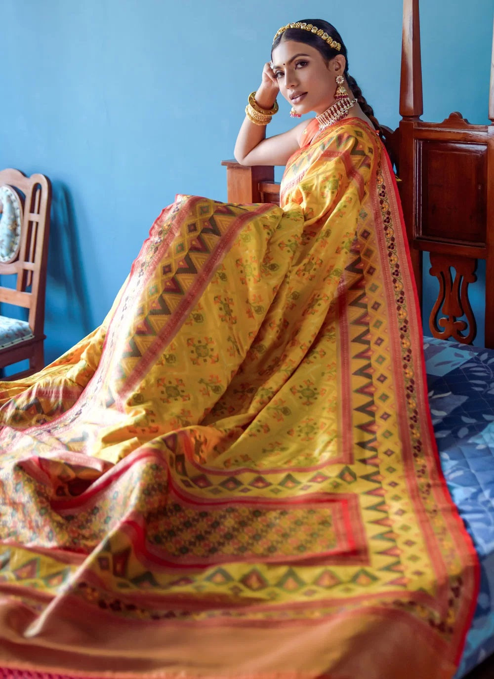 Yellow Banarasi Silk Haldi Function Saree