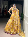 Yellow Lehenga with Gotta Patti Lace Border