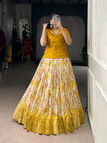 Zari Weaving Work Yellow Lehenga Set