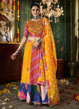 Yellow Color Navratri Special Lehenga In Maslin Cotton