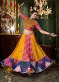 Yellow Color Navratri Special Lehenga In Maslin Cotton