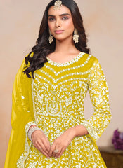 Floor length yellow festive Anarkali dress