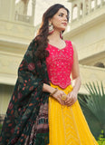 Yellow Georgette Sequins Work A Line Lehenga Choli