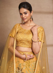 Yellow Organza Digital Print Indian wear Lehenga