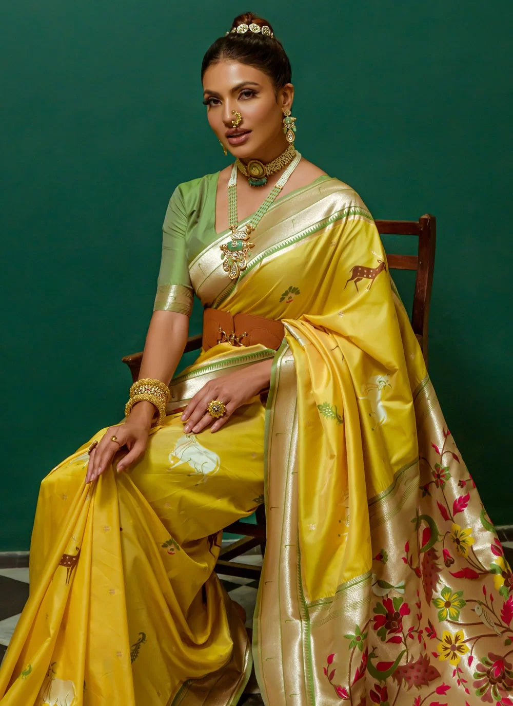 Yellow South Silk Paithani Saree