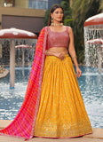 Yellow Zari and Sequins Embroidered Designer Indian Lehenga Choli