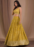 Yellow Haldi Ceremony Lehenga in Georgette with Zari & Sequins Embroidery