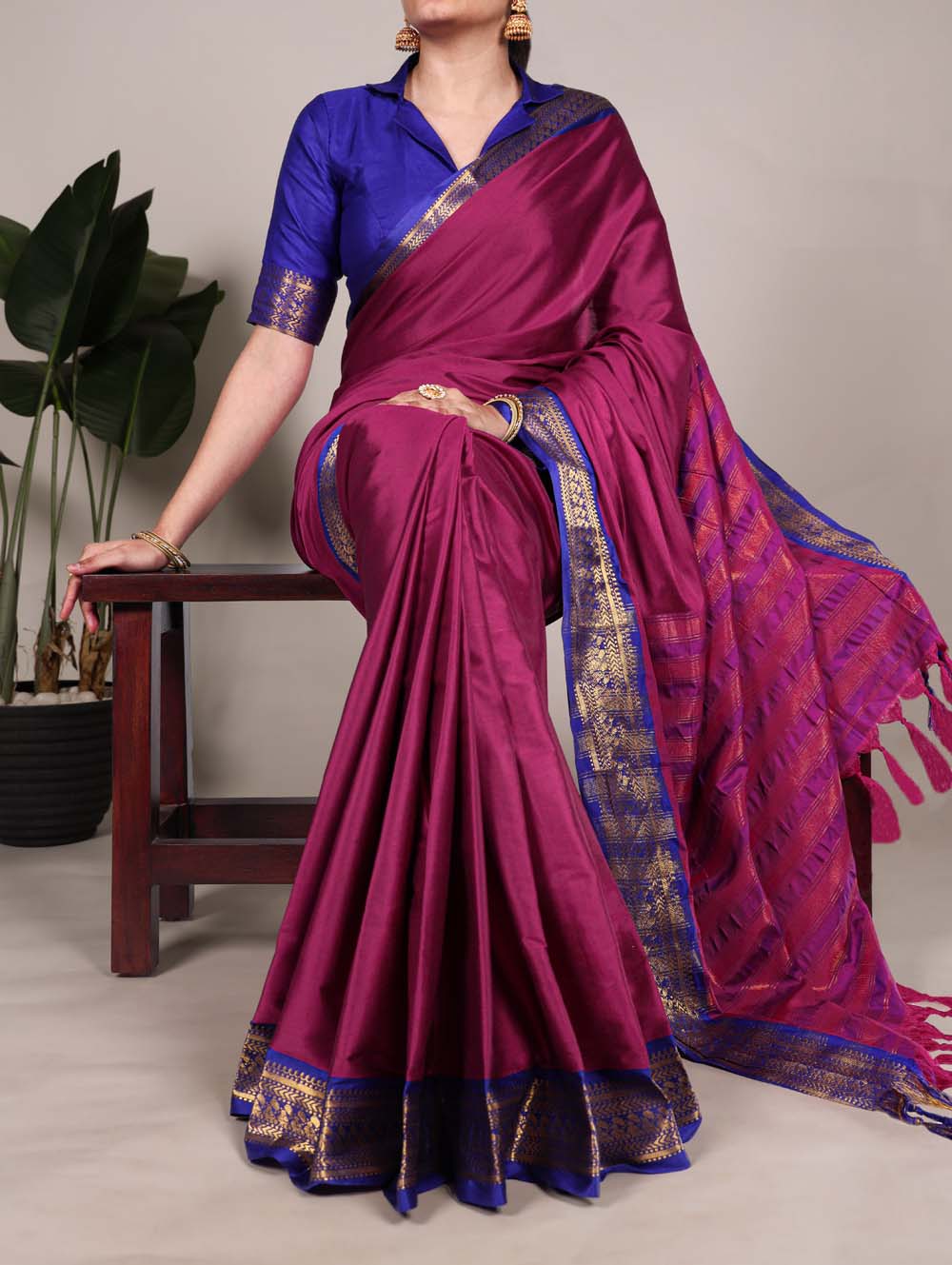 Pink Aura silk saree with zari weaving