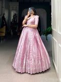 Light Pink Color Zari Weaving Work Kanjivaram gown