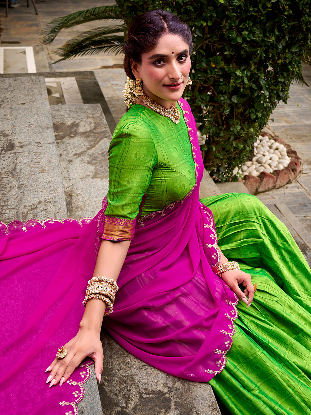 Parrot Green Festive Lehenga for Bridesmaids