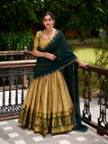 Cream Lehenga Choli with Embroidered Dupatta