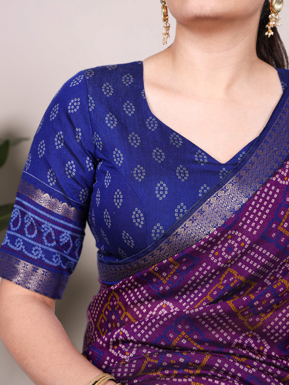 Purple festive wear bandhej saree