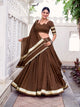 Brown Chanderi Zari Weaving Lehenga Choli with Embossed Lace & Dupatta