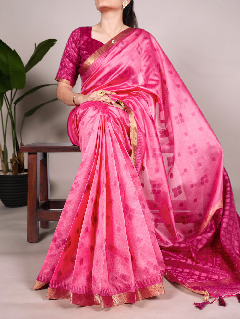 Designer pink silk saree for weddings