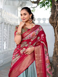 See Green Color Printed (Kalamkari) With Zari Weaving Border Jacquard Silk Lehenga Choli