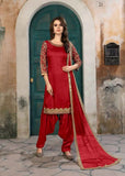 Red Color Art Silk Embroidered Party Wear Ladies Dress