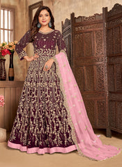 Abaya Style Embroidered Velvet Salwar Kameez
