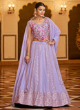 Adorable Light Purple Embroidered Georgette Lehenga